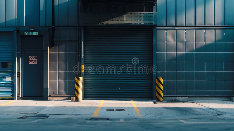 Obturator cu role generice de la intrarea în zona industrială de încărcare. concept business. royalty free illustration