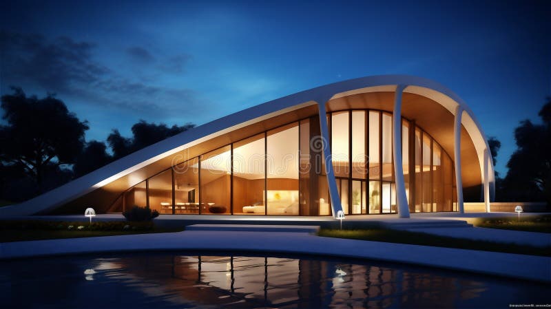 Generative AI, Sustainable Modernism Building stock illustration