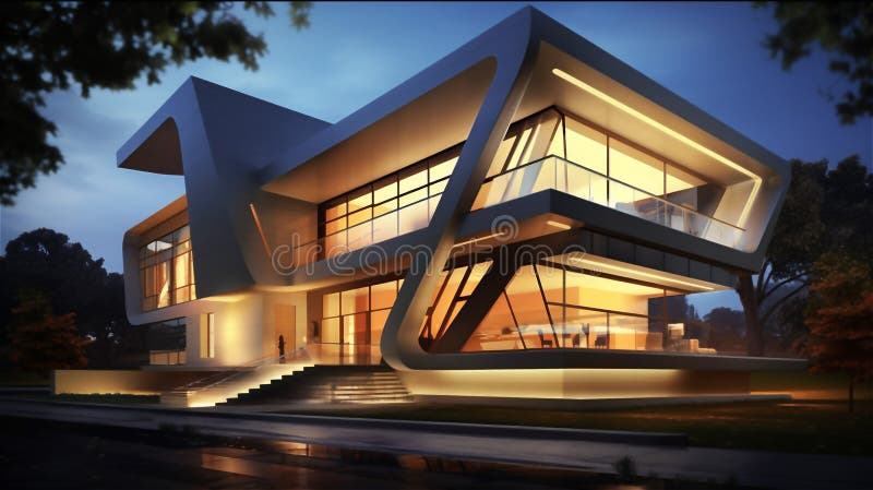 Generative AI, Sustainable Modernism Building vector illustration