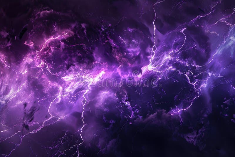 Generative ai on theme of scary bright electric lightning bolt with branches in the night dark sky royalty free stock photo