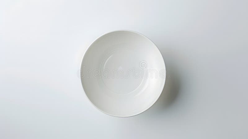 Generative AI Top view of white empty ceramic dip bowl on white business concept. stock illustration.