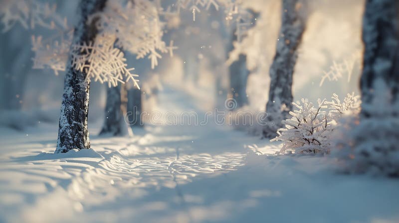 Generative AI Trees and Pathway Covered with Snow in Winter Park ...