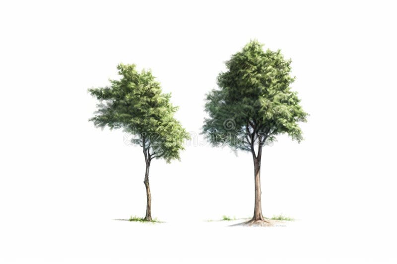 Generative AI : Two tall poplar trees with a green crown of foliage business concept. Generative AI : Two tall poplar trees with a green crown of foliage business concept.