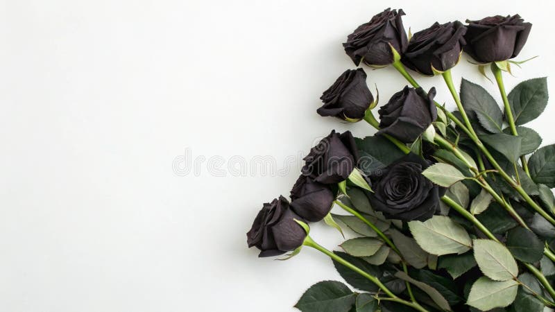 A Generative Black Roses disposte su sfondo bianco Composizione floreale mistica e romantica illustrazione vettoriale