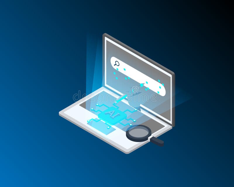 Generative Search is a way of searching with an instant answer for your question using information from various sources stock illustration