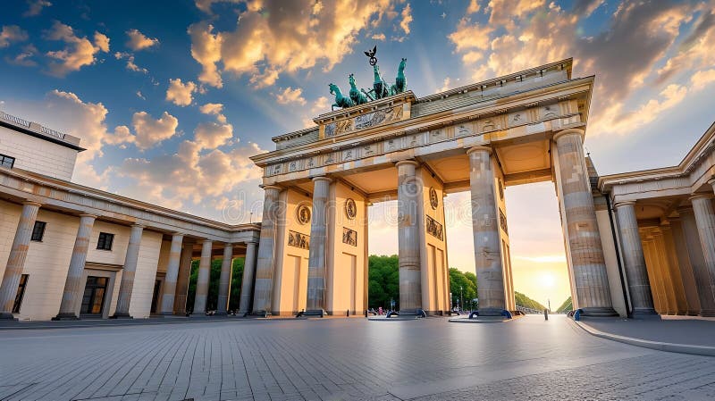 Generativer ai klassischer Blick auf das berühmte Brandenburger Tor am Pariser Platz eines der bekanntesten Wahrzeichen und Nation. Generative Hilfe : klassische Aussicht auf das berühmte Brandenburger Tor am Pariser Platz eines der bekanntesten Wahrzeichen und Landessymbolen Deutschlands an einem schönen Sonnentag im Sommer-Zentrum