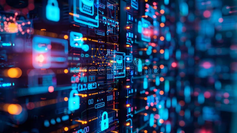 Generator interfejsu cyberbezpieczeństwa futurystycznego ai obrazy royalty free