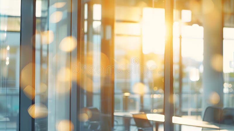 Generatywne ai piękne zamazane tło jasnego nowoczesnego biurowego wnętrza z panoramicznymi oknami i pięknym. Ai generatywne : piękne zamazane tło lekkiego nowoczesnego wnętrza biurowego z panoramicznymi oknami i pięknym koncepcją biznesową oświetlenia.