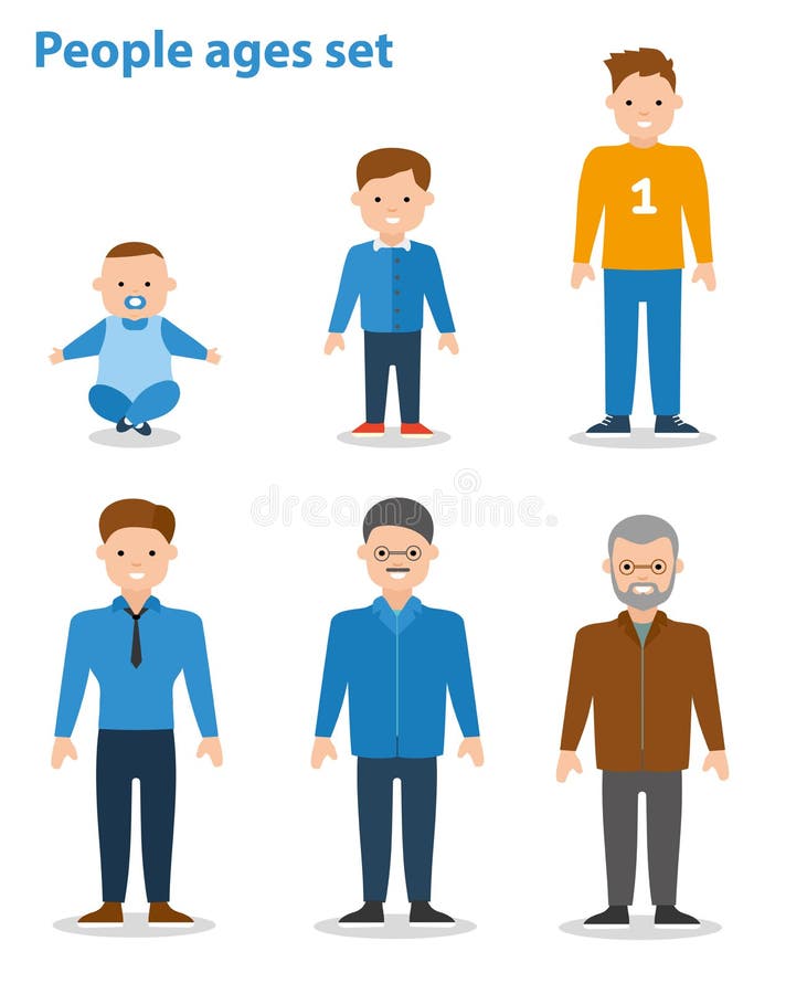 Generazione di uomini dal giovane infante alla vecchia età senior Illustrazione piana royalty illustrazione gratis Generazione di uomini dal giovane infante alla vecchia età senior Illustrazione piana royalty illustrazione gratis