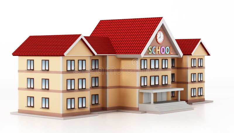 Generic Basic Design School Building 3D Illustration Stock letterhead-template-vector-vector-design-cdr-ai-eps-png-svg