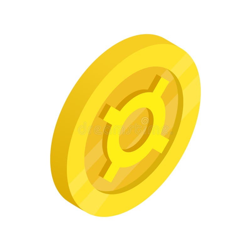 Generic currency symbol icon, isometric 3d style stock illustration