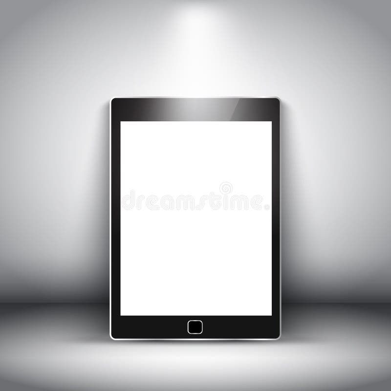 Generic electronic tablet on spotlit background vector illustration
