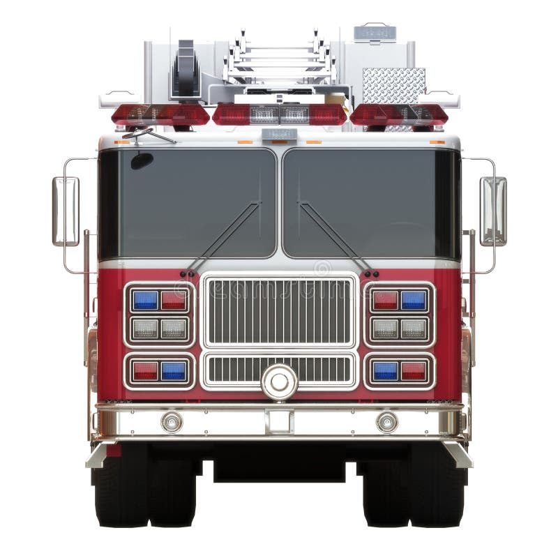 Generic firetruck illustration front view on a white background