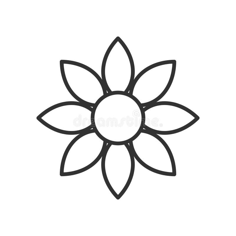 Generic Flower Outline Icon on White