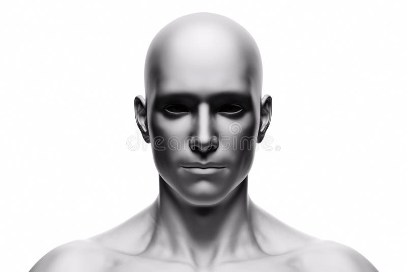 Generisk mänsklig manframsida, främre sikt futuristic vektor illustrationer Generisk mänsklig manframsida, främre sikt futuristic vektor illustrationer