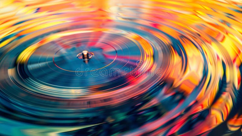 Generowane przez ai ilustracje psychedelicznych zapisów winylowych kręcących się z dużą prędkością ilustracja wektor