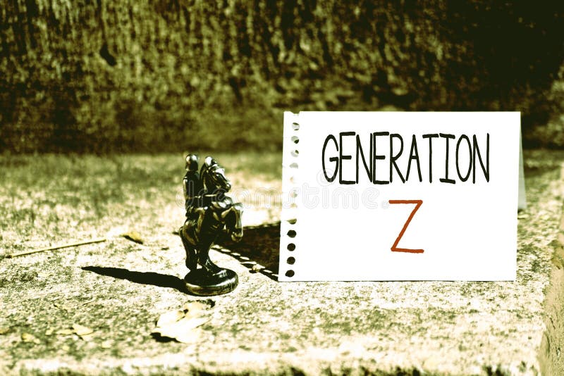 Word writing text Generation Z. Business photo showcasing name for the generation of children after the millennials Bronze Knight Chessman Blank Spiral Notepad Sheet Folded in Half Dry Leaves. Word writing text Generation Z. Business photo showcasing name for the generation of children after the millennials Bronze Knight Chessman Blank Spiral Notepad Sheet Folded in Half Dry Leaves