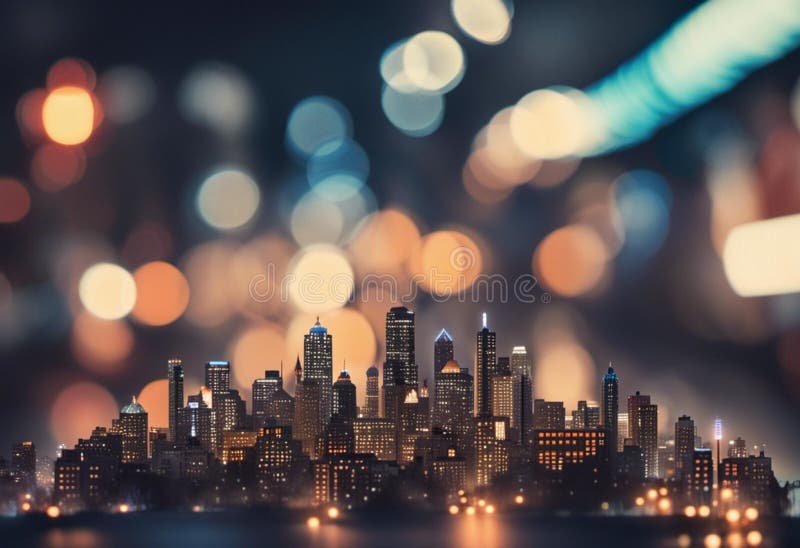Generowany obraz modelu skalowania miejskiego skyline na niewyraźnym tle ilustracja wektor