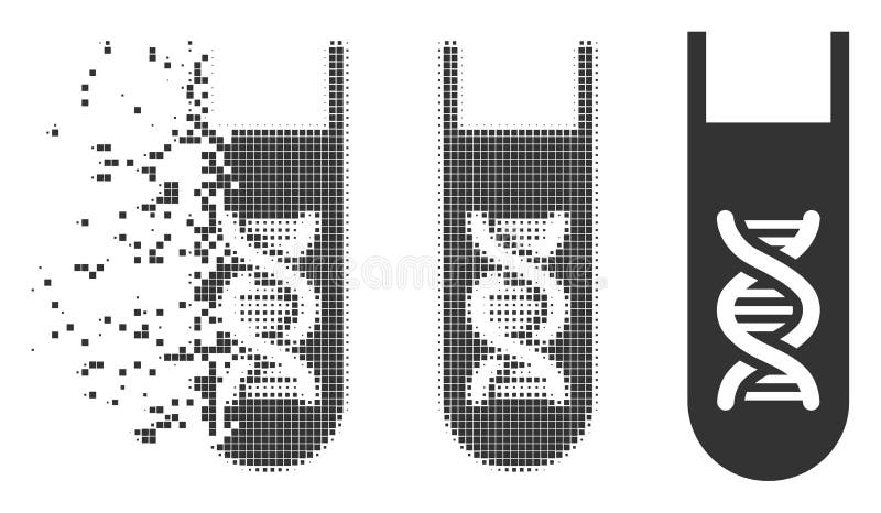 Genetic Analysis Test-Tube Moving Pixel Halftone Icon vector illustration