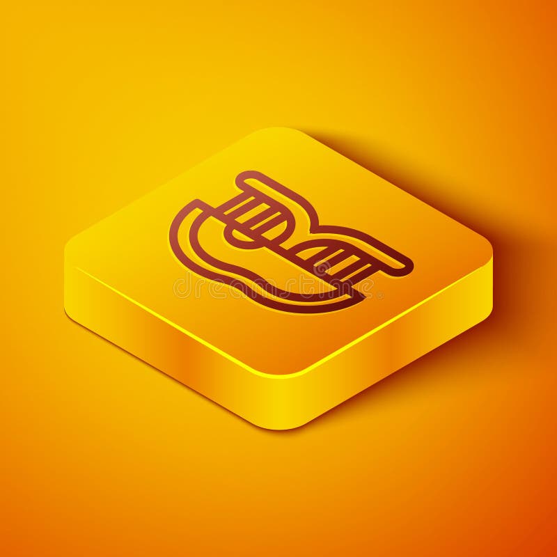Genetiskt modifierad köttikon isolerad på orange bakgrund. sprutan injiceras i kött. gul vektor illustrationer