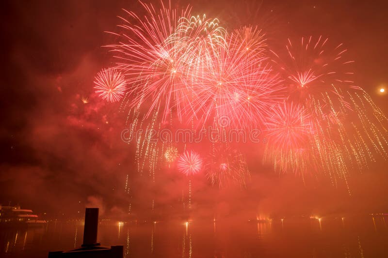 Geneva Switzerland Fireworks on the Lake Stock Photo Image of happy