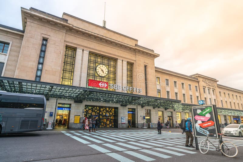 Front View of Geneve Cornavin Railway Station the Main SBB Train