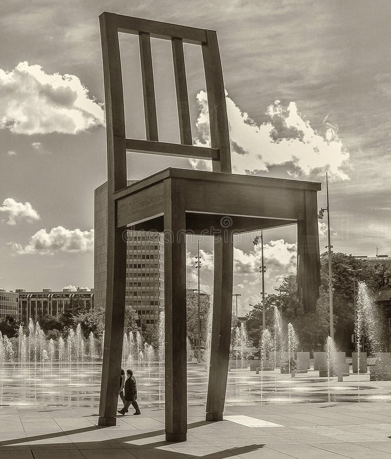 Geneva, Switzerland. Monument Broken Chair. Editorial Stock Image