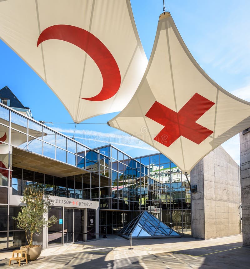 Entrance of the Red Cross and Red Crescent Museum in Switzerland Editorial Photo - Image of cross, glass: 197373426