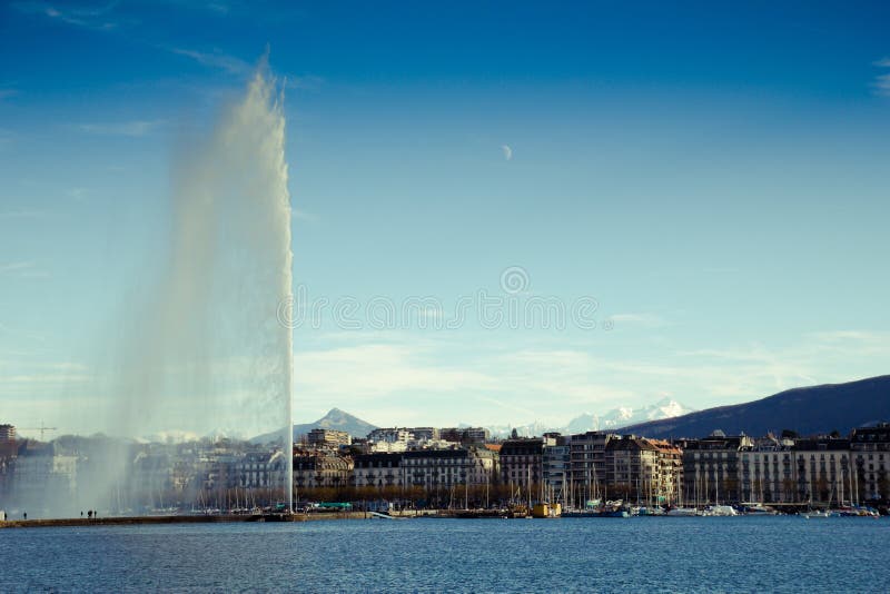 Geneva Water jet stock photo. Image of tourist, power 17153432