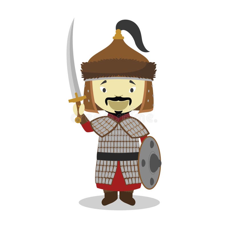 Genghis Khan cartoon character. Vector Illustration. vector illustration Genghis Khan cartoon character. Vector Illustration. vector illustration