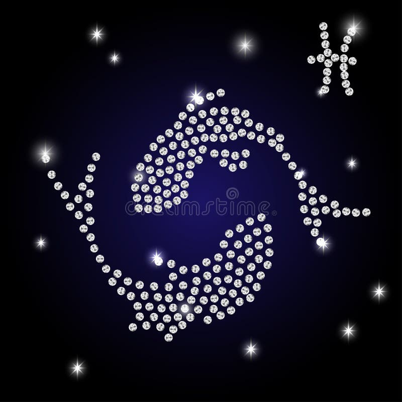 Genialna sylwetka Pisces jest na nieba tle ilustracji Genialna sylwetka Pisces jest na nieba tle ilustracji
