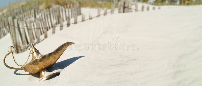 Genie Lamp on beach dune v1