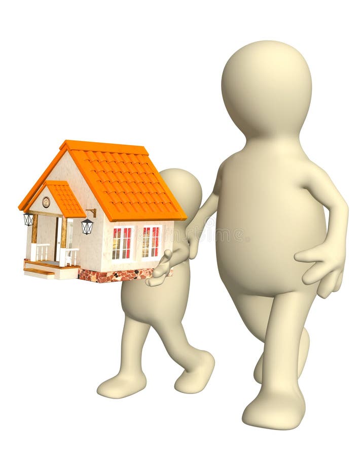 Genitore e bambino che trasportano una piccola casa royalty illustrazione gratis Genitore e bambino che trasportano una piccola casa royalty illustrazione gratis