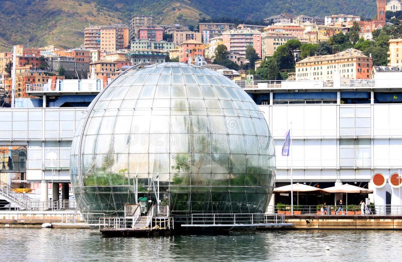 Genoa Biosphere in the old harbor in Italy