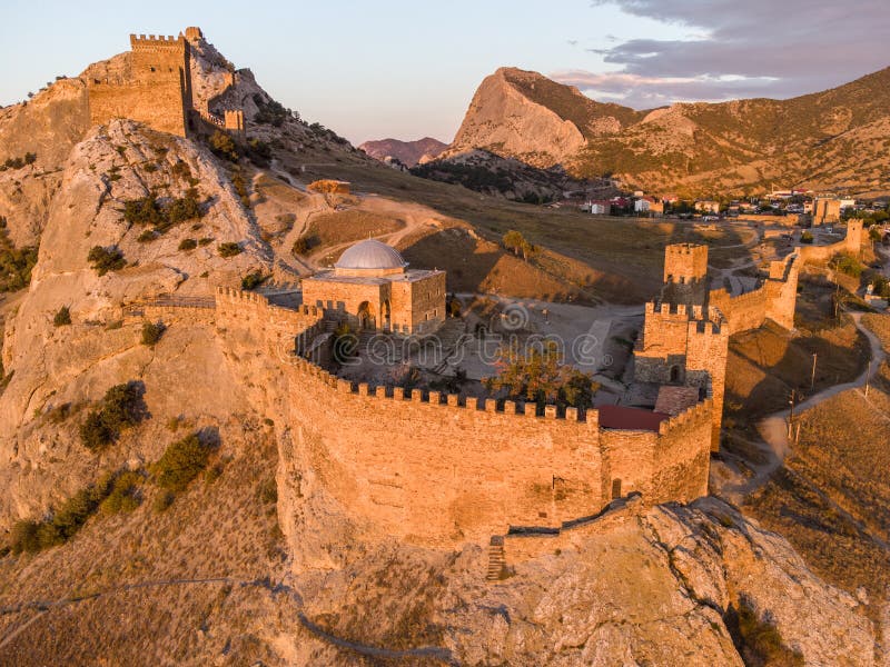 Genoese Fortress - One of the Three Surviving Medieval Fortresses on the  Crimean Coast Stock Image - Image of landscape, drone: 230853717