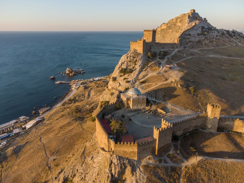 Genoese Fortress - One of the Three Surviving Medieval Fortresses on the  Crimean Coast Stock Image - Image of landscape, drone: 230853717