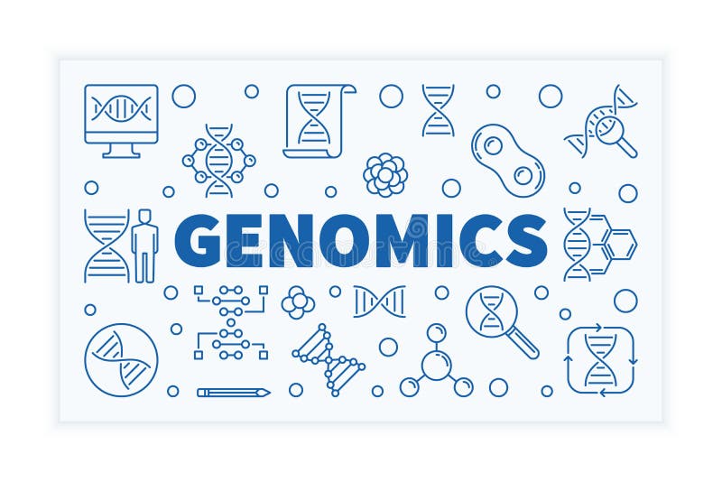 Genomics vector horizontal outline science banner