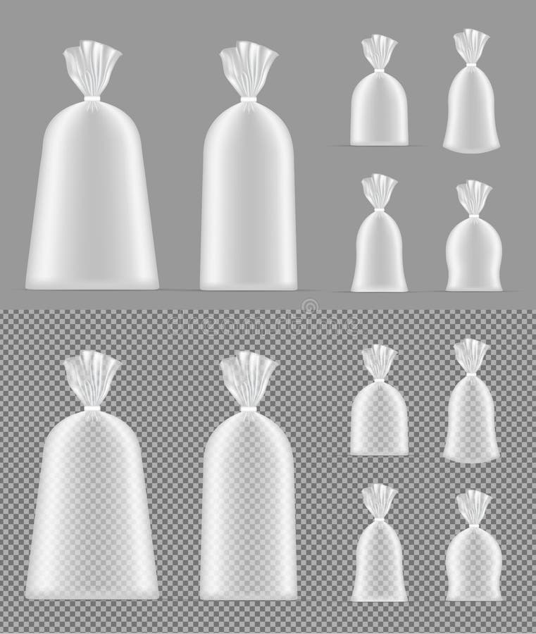 Genomskinligt tomt förpacka för folie eller för papper Påse för bröd, cof vektor illustrationer Genomskinligt tomt förpacka för folie eller för papper Påse för bröd, cof vektor illustrationer