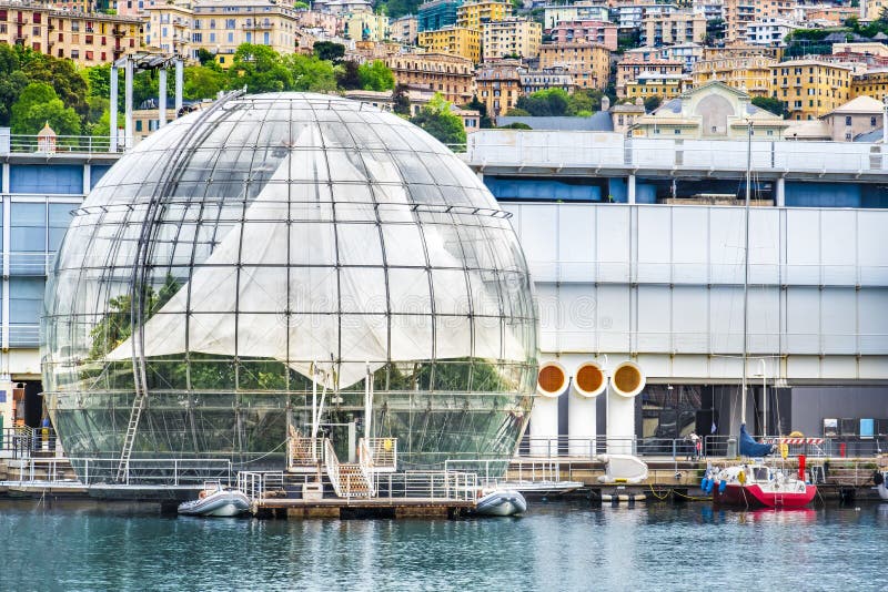 Genova - Liguria - Italy - Biosfera glass ball greenhouse building by Renzo Piano