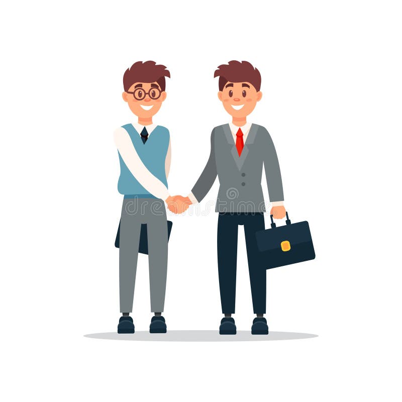 Gens d'affaires d'accord de coopération, poignée de main de deux hommes d'affaires, illustration productive de vecteur de bande d illustration stock Gens d'affaires d'accord de coopération, poignée de main de deux hommes d'affaires, illustration productive de vecteur de bande d illustration stock