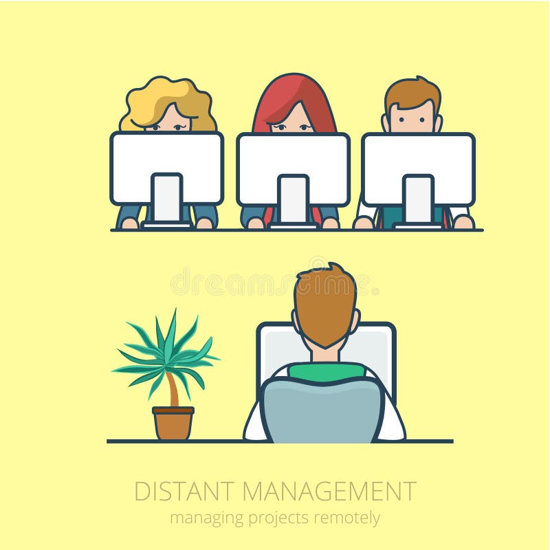 Gens d'affaires de gestion de travail éloignée de Lineart la Floride illustration libre de droits Gens d'affaires de gestion de travail éloignée de Lineart la Floride illustration libre de droits