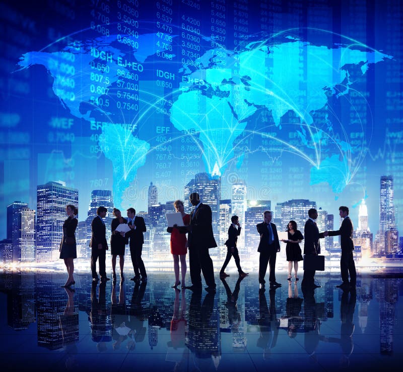 Gens d'affaires globaux de bourse des valeurs de finances de concept de ville images stock Gens d'affaires globaux de bourse des valeurs de finances de concept de ville images stock