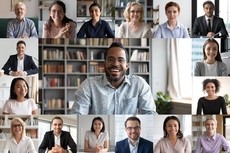 Gens de vue de webcam accordant l'avance de vidéoconférence par le chef africain photo stock