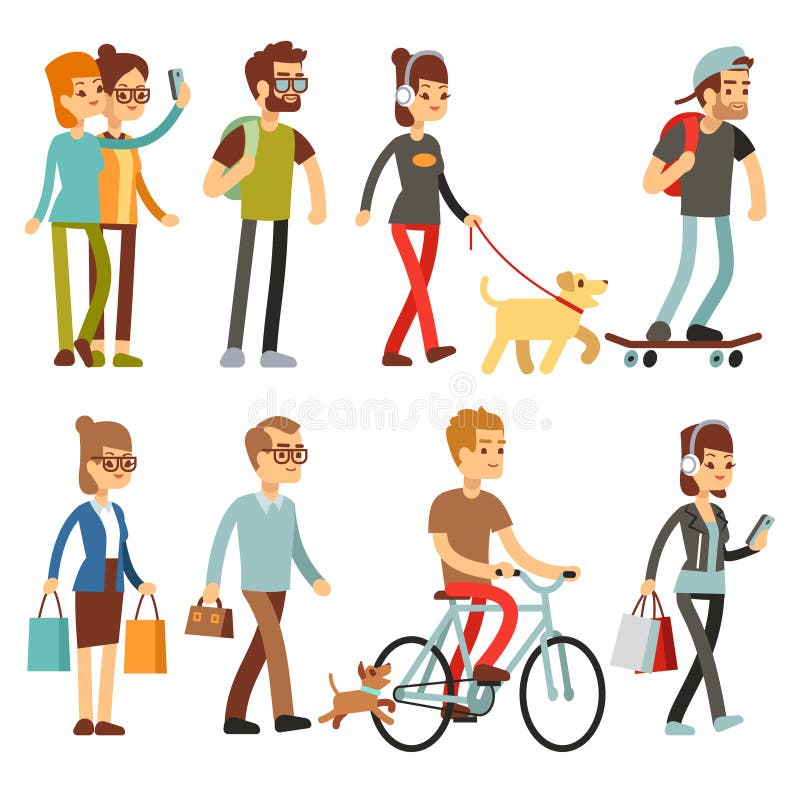Gente ambulante Persone umane sulla via nell'insieme di vettore di attività all'aperto illustrazione vettoriale Gente ambulante Persone umane sulla via nell'insieme di vettore di attività all'aperto illustrazione vettoriale