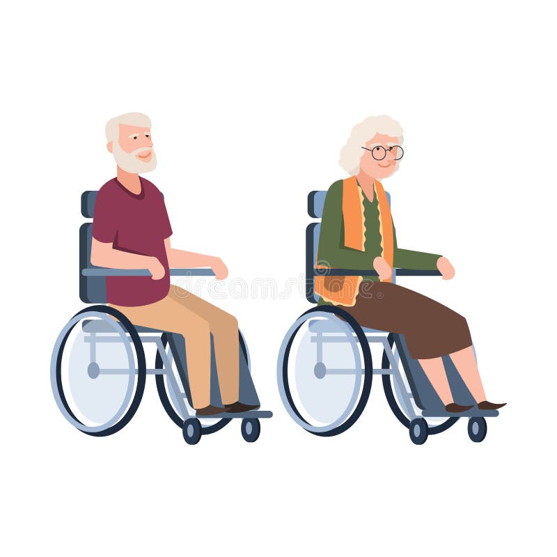 Gente anziana disabile Anziano in una sedia a rotelle Coppie della persona handicappata anziana Nonno dell'illustrazione di vetto royalty illustrazione gratis Gente anziana disabile Anziano in una sedia a rotelle Coppie della persona handicappata anziana Nonno dell'illustrazione di vetto royalty illustrazione gratis