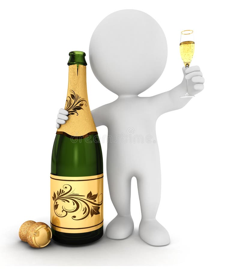 gente bianca 3d con champagne illustrazione di stock gente bianca 3d con champagne illustrazione di stock