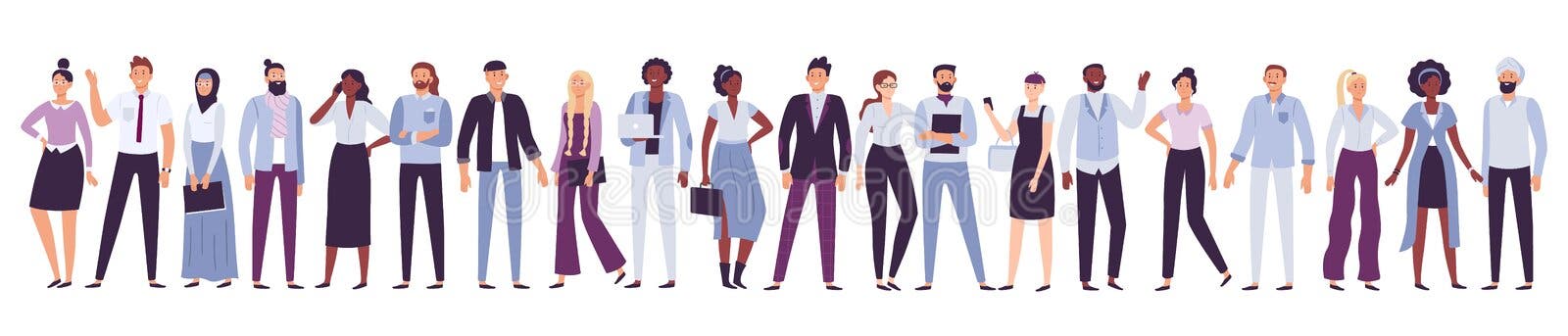 Gente de la empresa de negocios Equipo de la oficina, grupo colectivo multicultural de los trabajadores y vector de la comunidad Gente de la empresa de negocios Equipo de la oficina, grupo colectivo multicultural de los trabajadores y vector de la comunidad