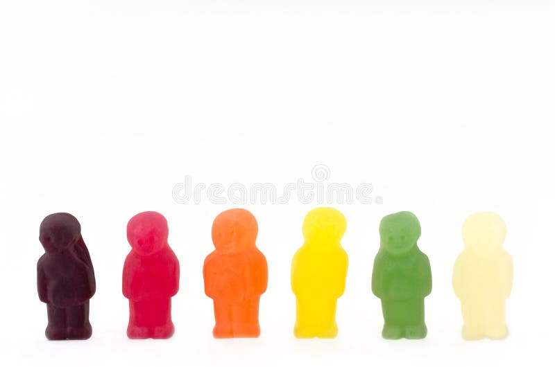 A line up of six Jelly People (babies) on white, showing diversity. A line up of six Jelly People (babies) on white, showing diversity