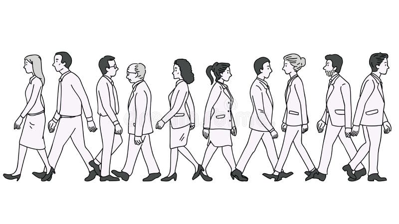 Gente De Negocios Diversa Caminando Por Un Lado Ilustración del Vector -  Ilustración de personas, junto: 185603295