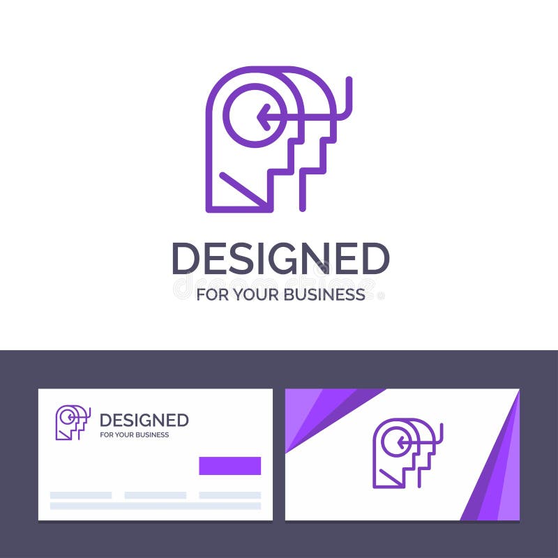 Gente de visita de la plantilla creativa de la tarjeta y del logotipo, enseñanza, cabeza, ejemplo del vector de la mente stock de ilustración Gente de visita de la plantilla creativa de la tarjeta y del logotipo, enseñanza, cabeza, ejemplo del vector de la mente stock de ilustración
